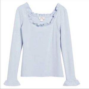 Rachel Parcell blue ruffle top